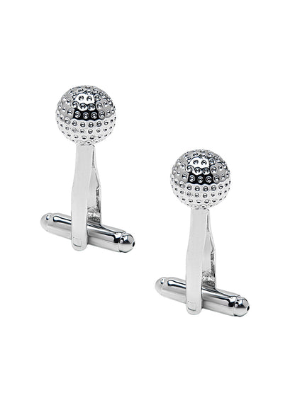 Elegant Fancy and Designer Silver Plated Golf ball Design Cufflinks For Men (SJ_7193)