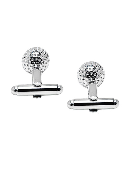 Elegant Fancy and Designer Silver Plated Golf ball Design Cufflinks For Men (SJ_7193)