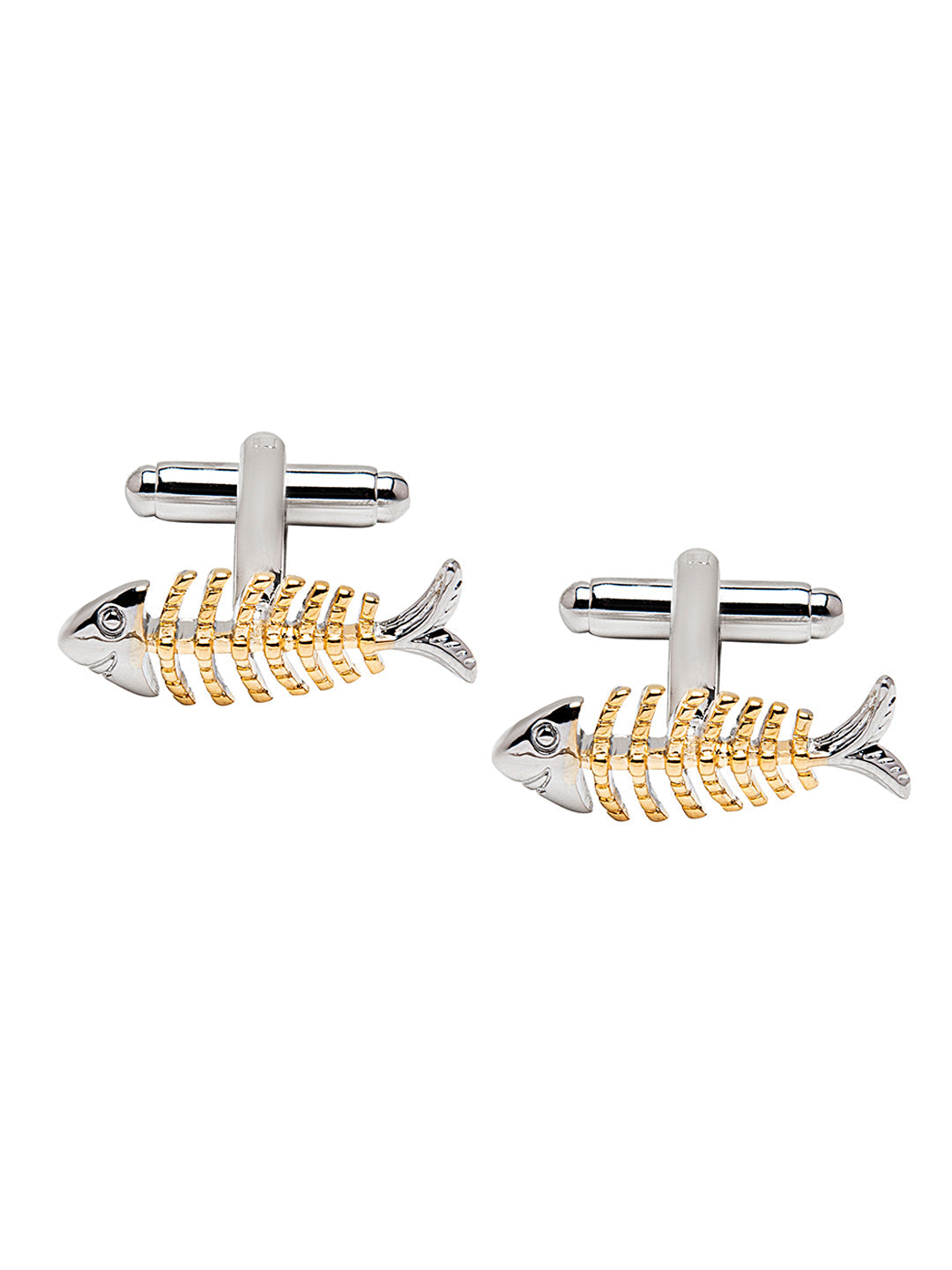 Elegant Fancy and Designer Silver Plated Fish bones (Two tone plating) Design Cufflinks For Men (SJ_7196)