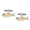 Elegant Fancy and Designer Silver Plated Fish bones (Two tone plating) Design Cufflinks For Men (SJ_7196)