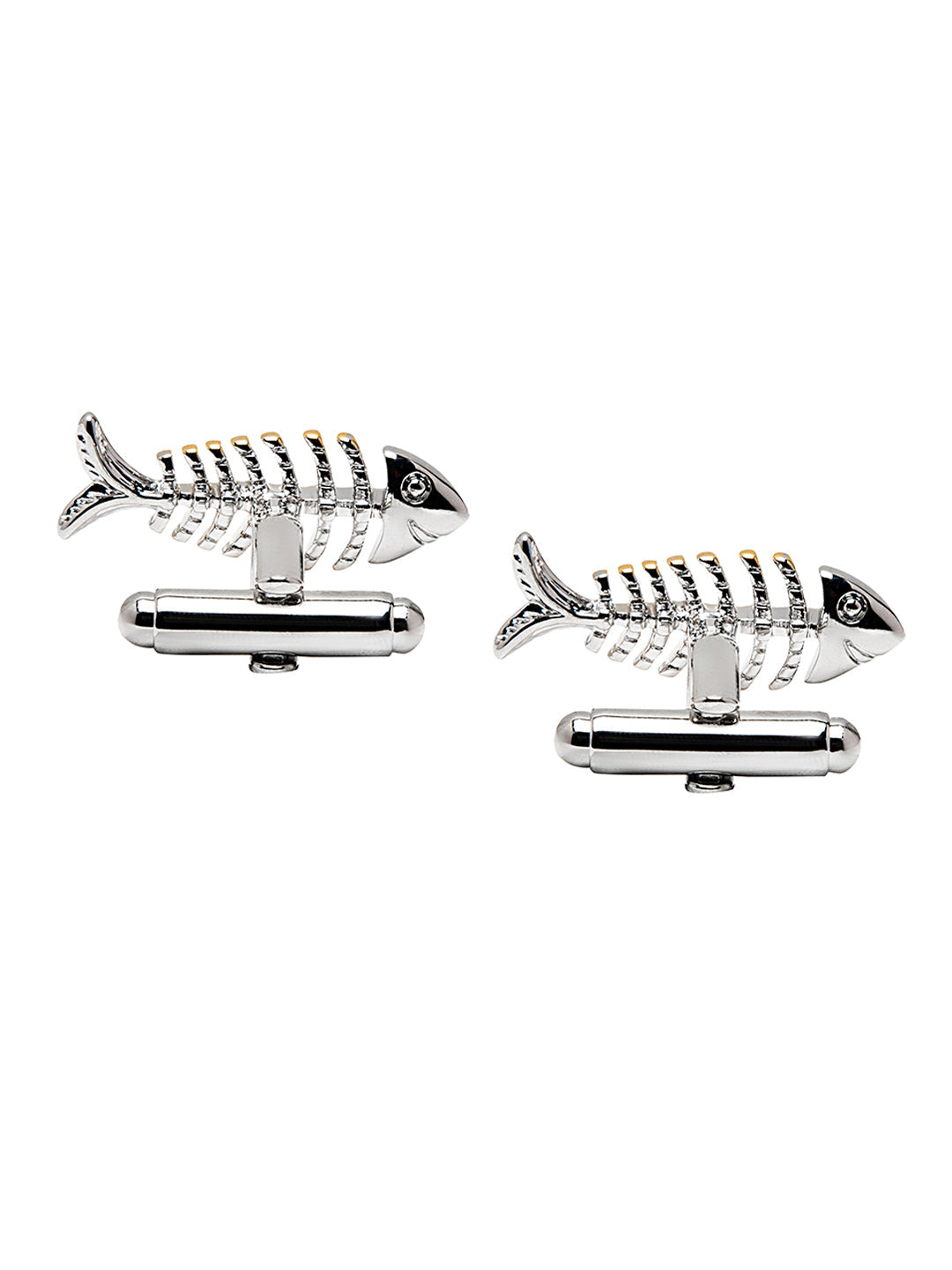 Elegant Fancy and Designer Silver Plated Fish bones (Two tone plating) Design Cufflinks For Men (SJ_7196)