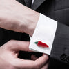 Elegant Fancy and Designer Silver Plated Red Chilli Pepper  Design Cufflinks For Men (SJ_7197)