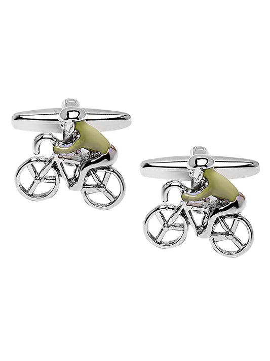 Elegant Fancy and Designer Silver Plated Bicycle  Design Cufflinks For Men (SJ_7199)