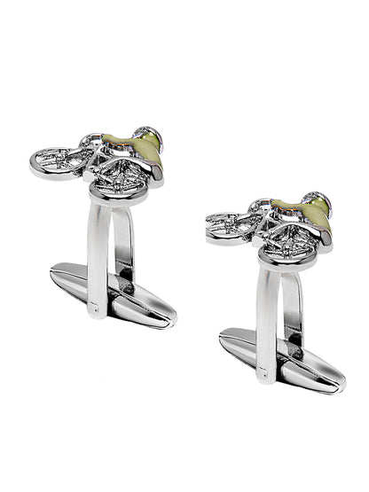 Elegant Fancy and Designer Silver Plated Bicycle  Design Cufflinks For Men (SJ_7199)