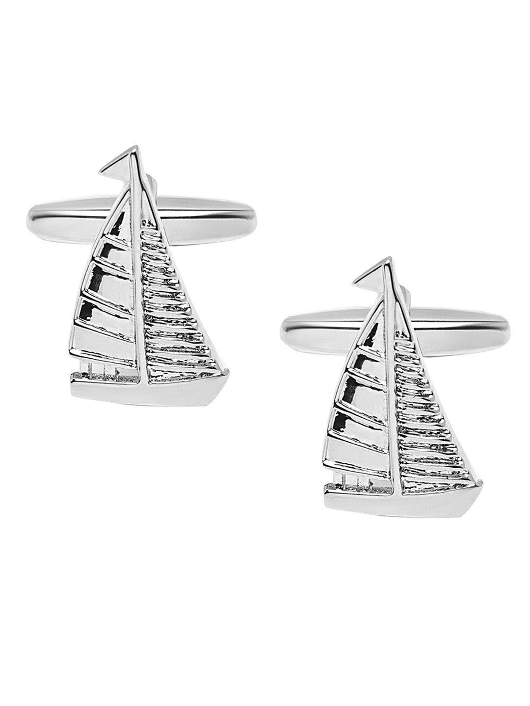 Elegant Fancy and Designer Silver Plated Sail Boat  Design Cufflinks For Men (SJ_7200)