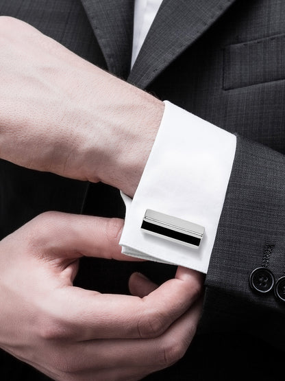 Chrome and Silver Plated Designer and Stylish Cufflinks for Men (SJ_7202_BK)