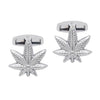 Rhodium Silver Plated Leaf Design Cufflinks For Men (SJ_7204)