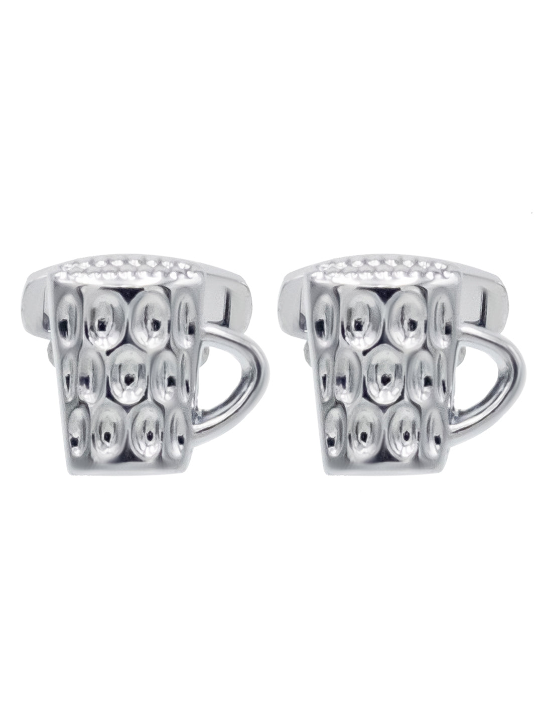 Rhodium Silver Plated Beer Mug Design Cufflinks For Men (SJ_7205)