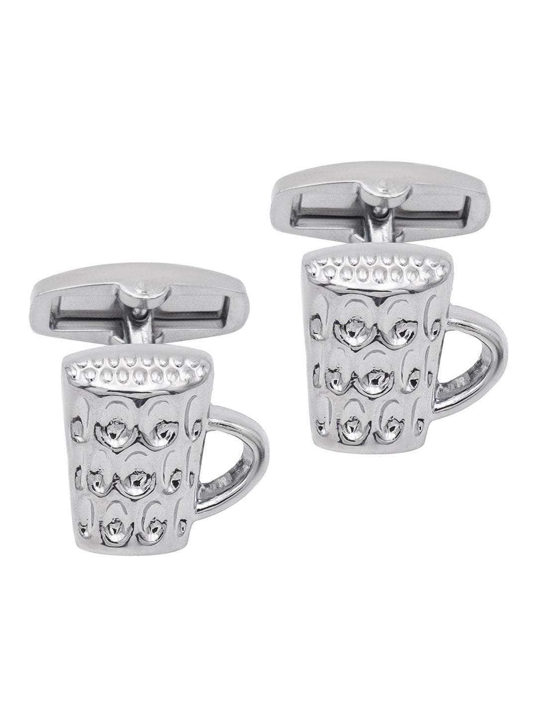 Rhodium Silver Plated Beer Mug Design Cufflinks For Men (SJ_7205)