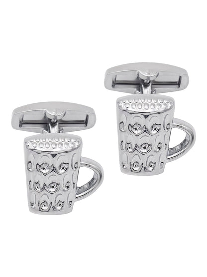 Rhodium Silver Plated Beer Mug Design Cufflinks For Men (SJ_7205)