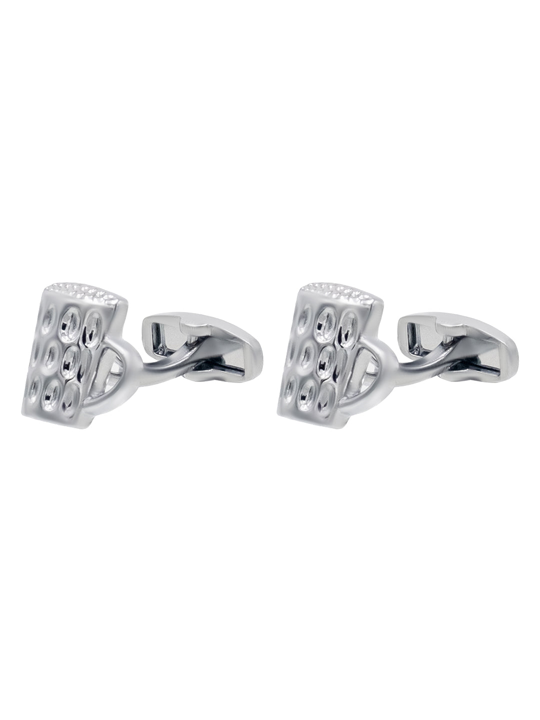 Rhodium Silver Plated Beer Mug Design Cufflinks For Men (SJ_7205)