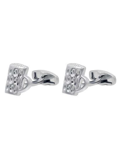 Rhodium Silver Plated Beer Mug Design Cufflinks For Men (SJ_7205)