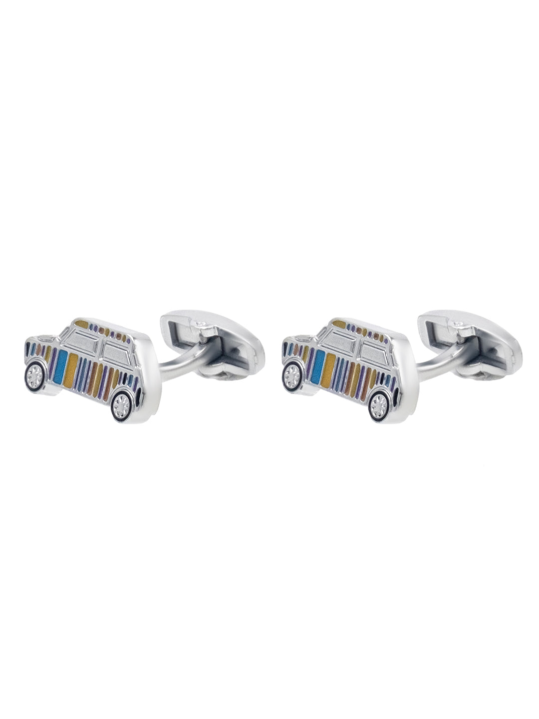 Rhodium Silver Plated Mini Car Design Cufflinks For Men (SJ_7208)