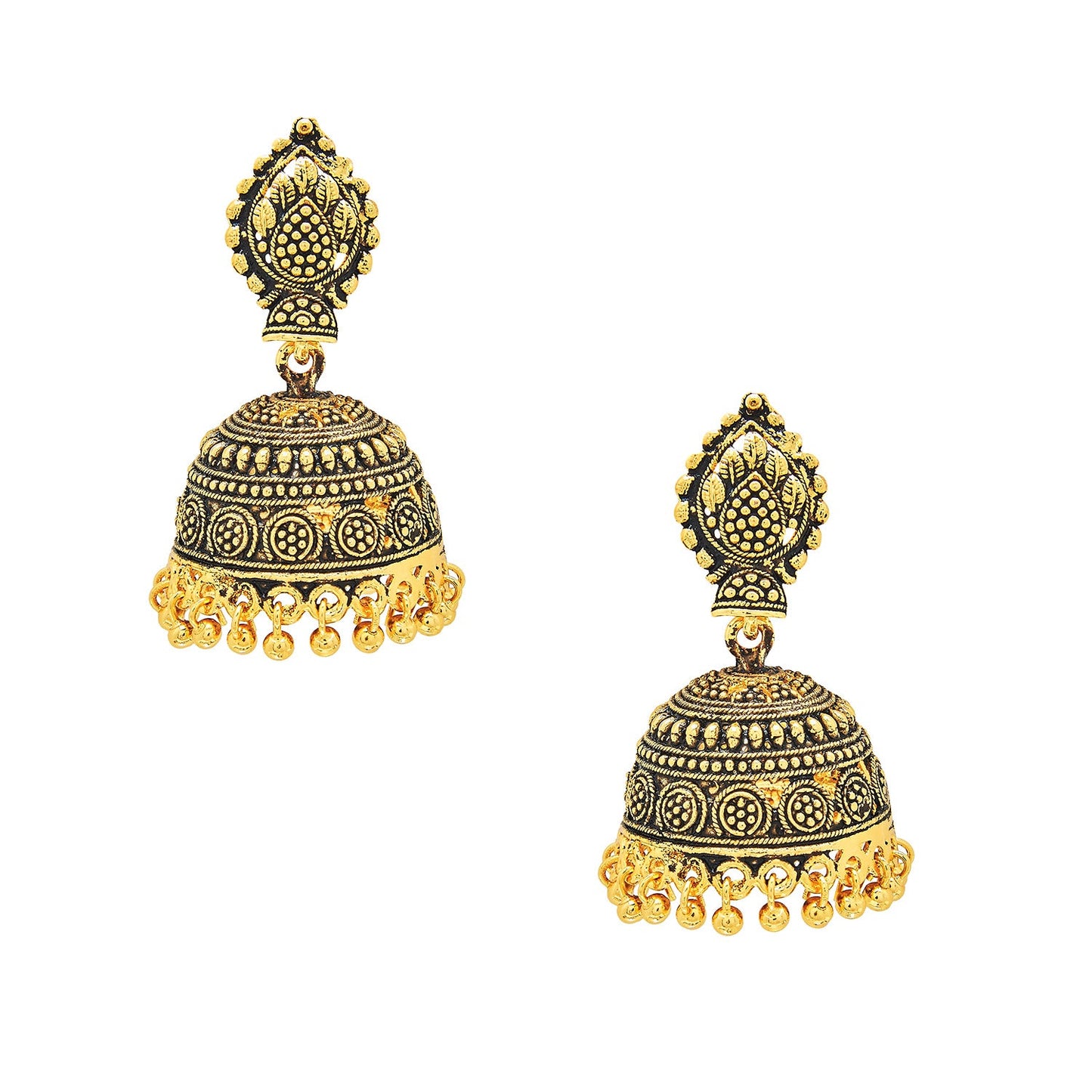 Shining Jewel 24K Antique Gold Jhumki Earring with Pearls (SJ_748)