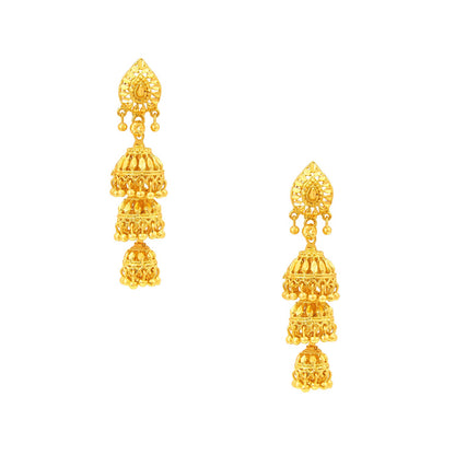 3 Layered Traditional Gold Designer Jhumki Earrings (SJ_752)