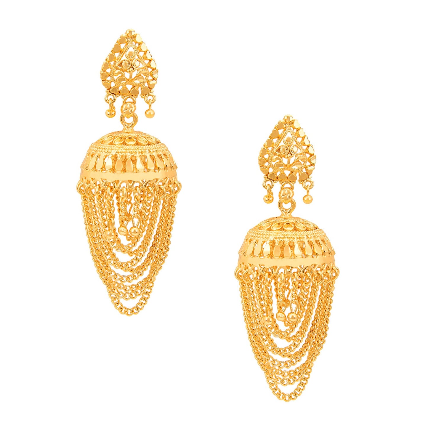 Traditional Gold Designer Jhumki Earrings (SJ_754)