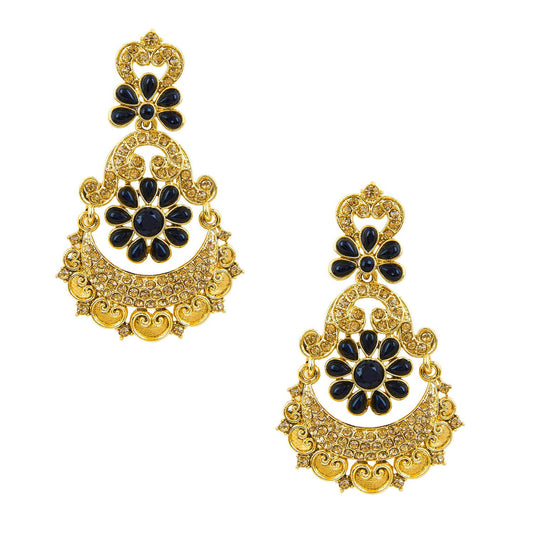 Traditional, Fancy And Ethnic Earring With Black Crystal (SJ_809)