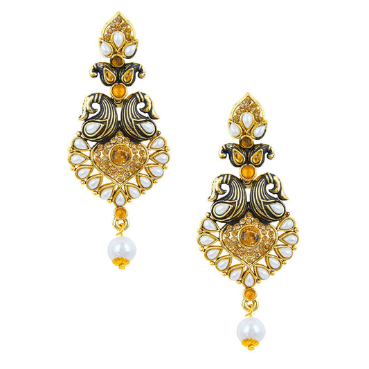 Traditional, Fancy And Ethnic Earring With Crystal And Perls (SJ_810)