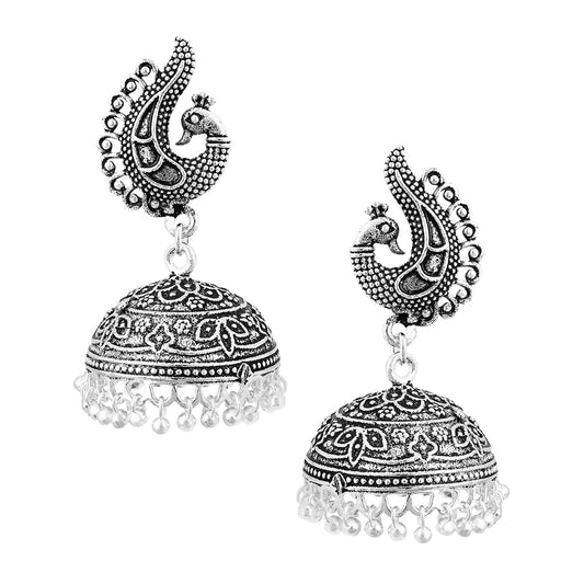 925 Silver Peacock Jhumka Earrings (SJ_818)