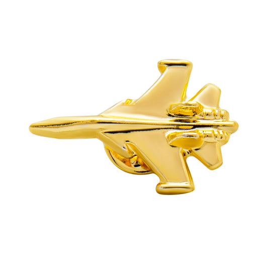 Shining Jewel Gold Plated Brooch/Lapel Pin For Men - Fighter Jet Aircraft Design SJ_9099 (G)