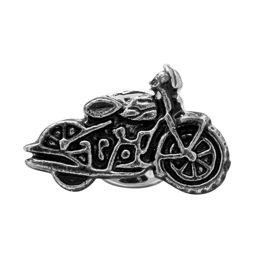 Shining Jewel Antique Silver Plated Brooch/Lapel Pin For Men - Motor Bike Design SJ_9100 (A.S)