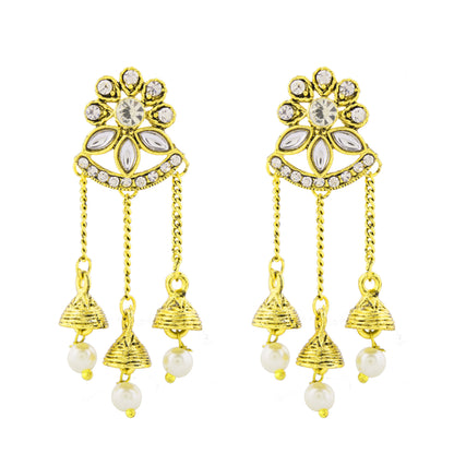 Gold Traditional Earring With Tassel (SJ_912)