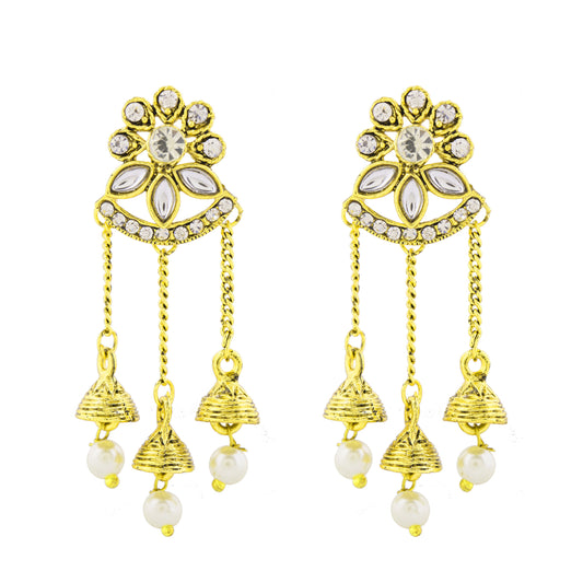 Gold Traditional Earring With Tassel (SJ_912)