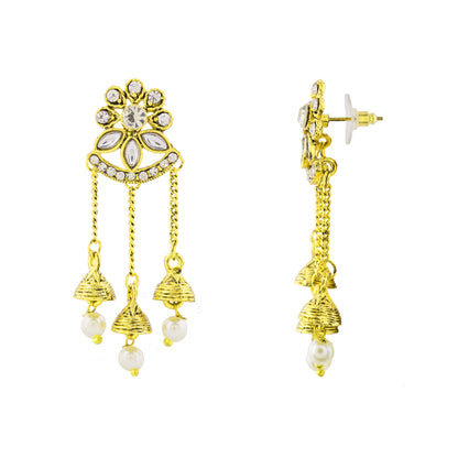 Gold Traditional Earring With Tassel (SJ_912)