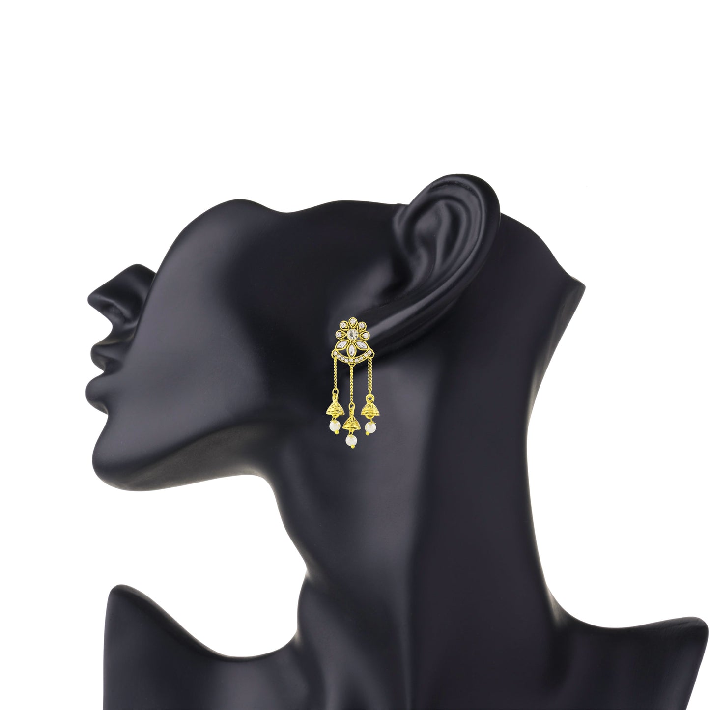 Gold Traditional Earring With Tassel (SJ_912)