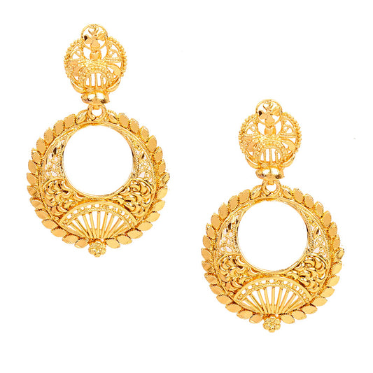 Traditional Gold 24K Chandbali Earrings (SJ_916)