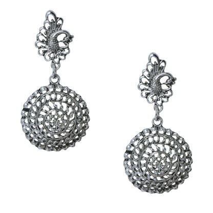 925 Antique Silver Oxidised Peacock Earring (SJ_949)