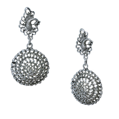 925 Antique Silver Oxidised Peacock Earring (SJ_949)